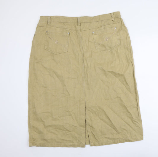 Fashion Debut Womens Brown Cotton A-Line Skirt Size 41 in Button