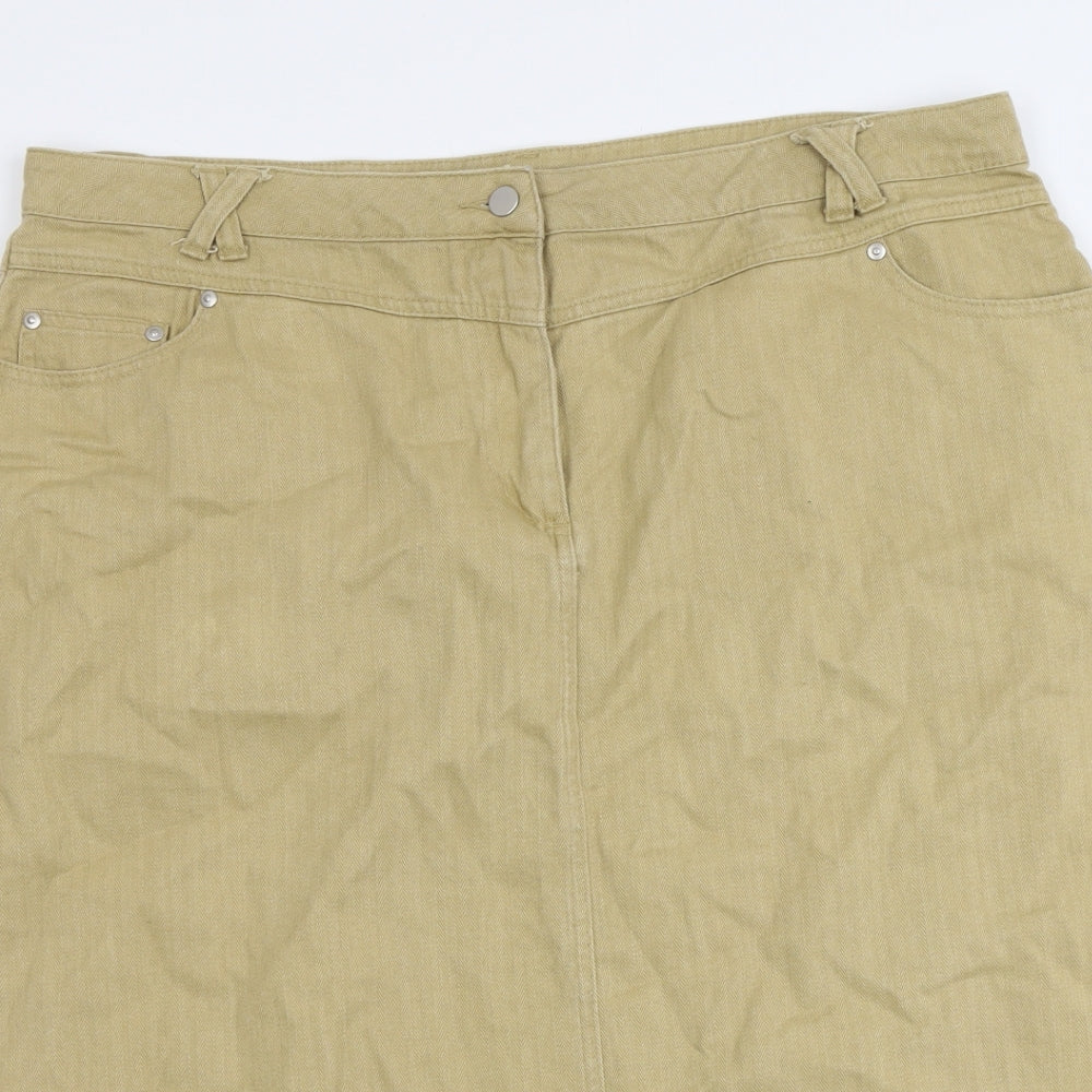 Fashion Debut Womens Brown Cotton A-Line Skirt Size 41 in Button