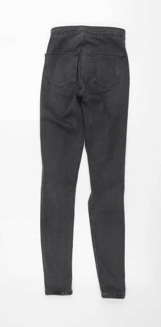 Topshop Womens Grey Cotton Skinny Jeans Size 26 in L30 in Regular Button