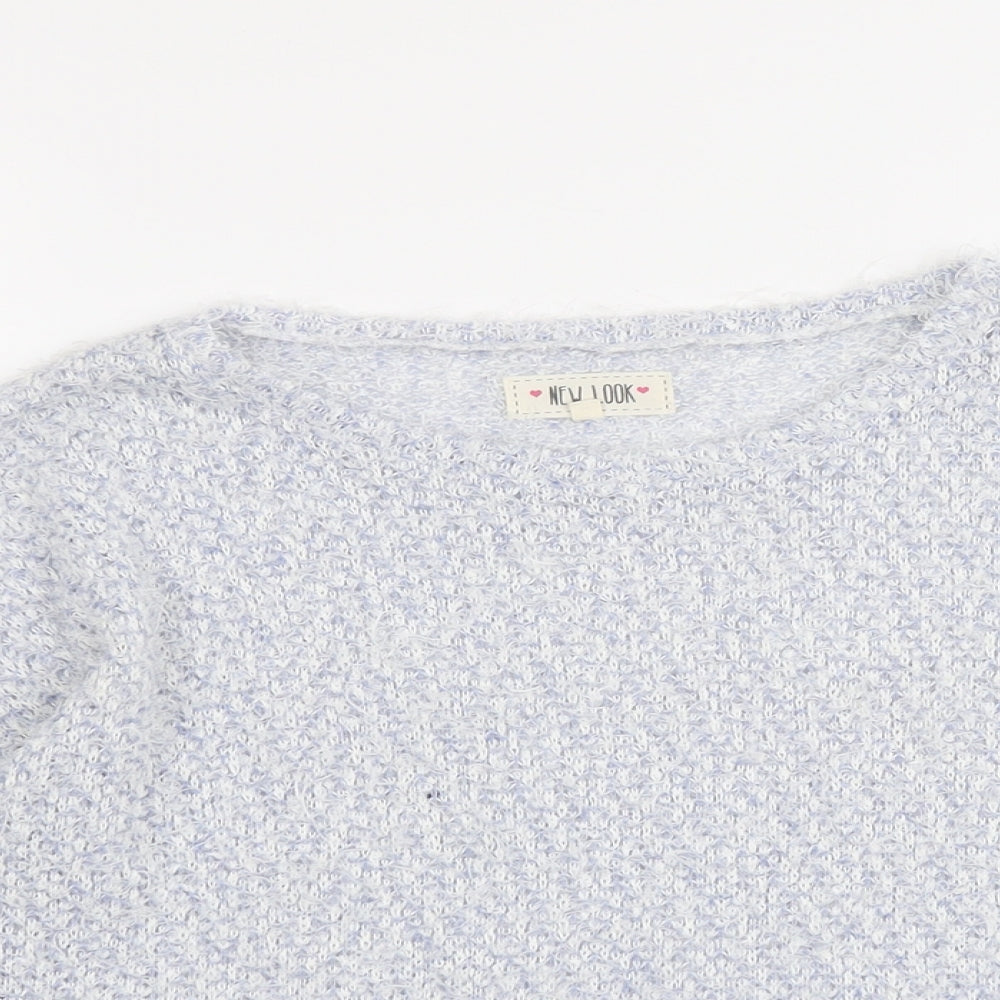 New Look Womens Blue Round Neck Polyester Pullover Jumper Size 10