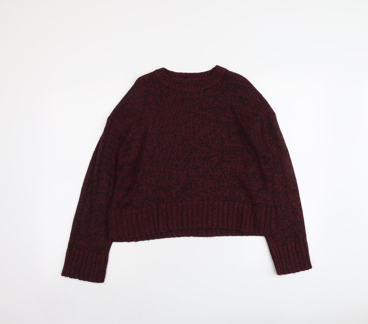 New Look Womens Red Round Neck Acrylic Pullover Jumper Size S