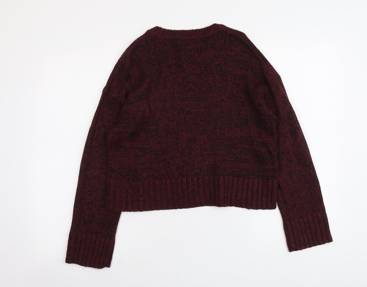 New Look Womens Red Round Neck Acrylic Pullover Jumper Size S