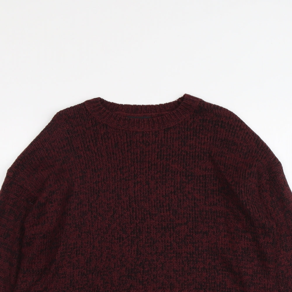 New Look Womens Red Round Neck Acrylic Pullover Jumper Size S