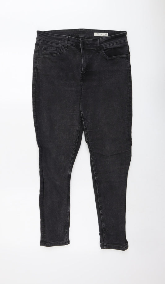 Marks and Spencer Womens Black Cotton Skinny Jeans Size 12 L28 in Regular Button