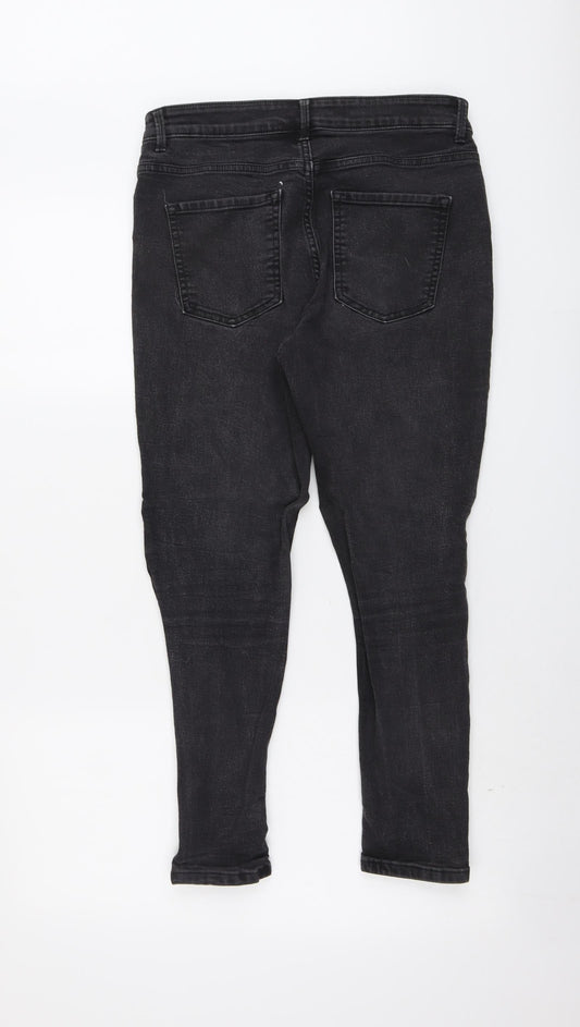 Marks and Spencer Womens Black Cotton Skinny Jeans Size 12 L28 in Regular Button