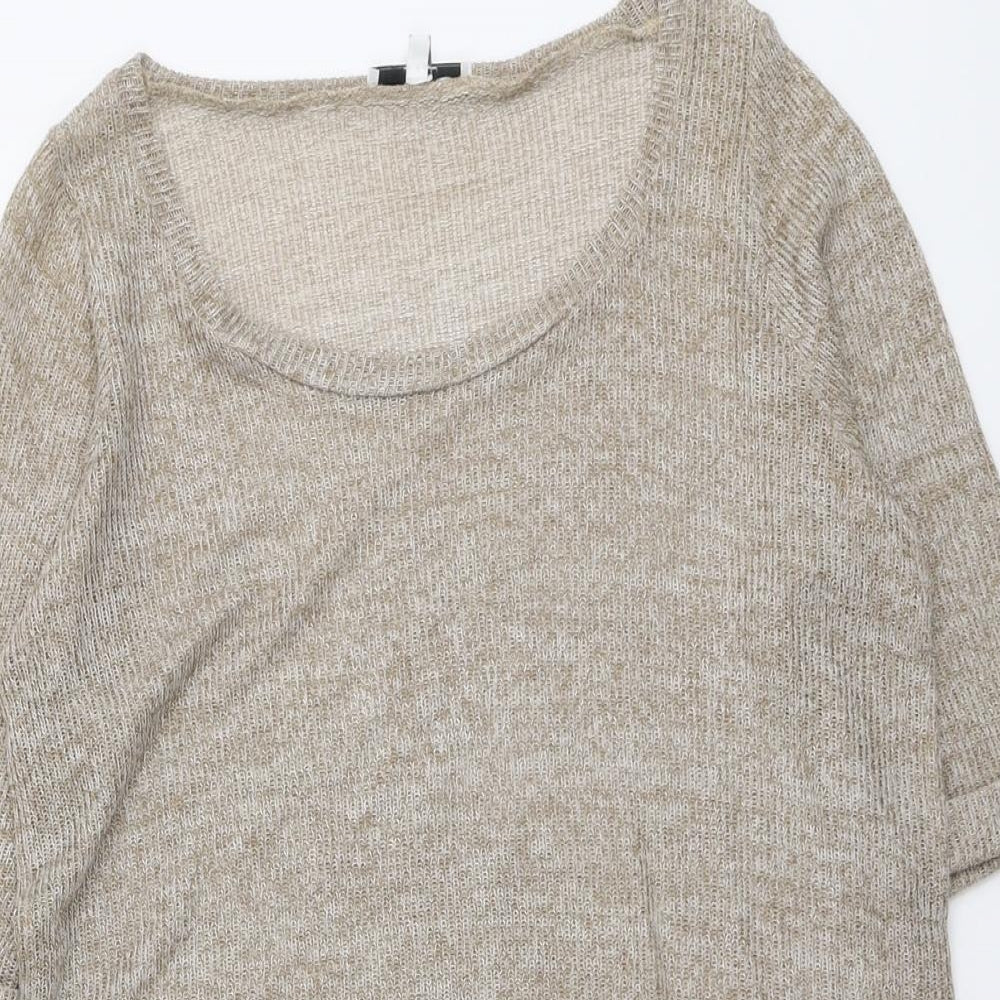 New Look Womens Beige Round Neck Acrylic Pullover Jumper Size 14