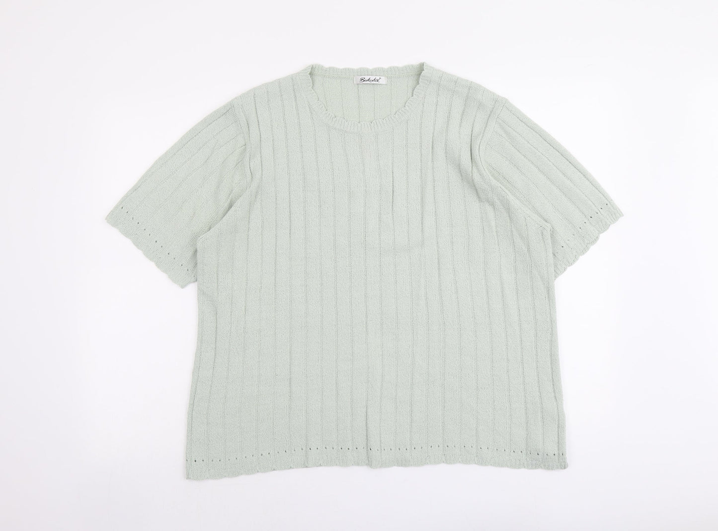 Berkertex Womens Green Round Neck Acrylic Pullover Jumper Size 18