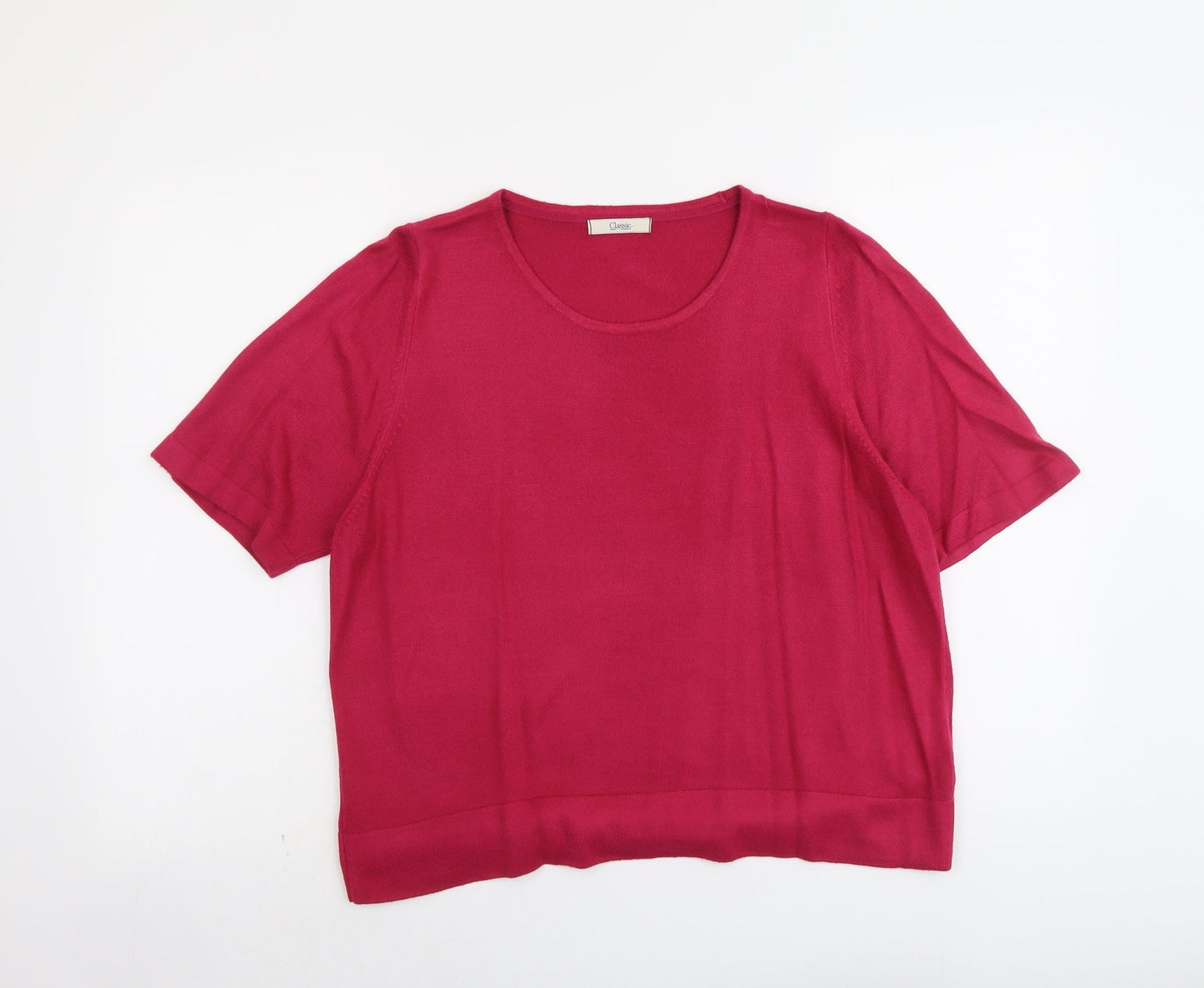 Marks and Spencer Womens Pink Round Neck Acrylic Pullover Jumper Size 16