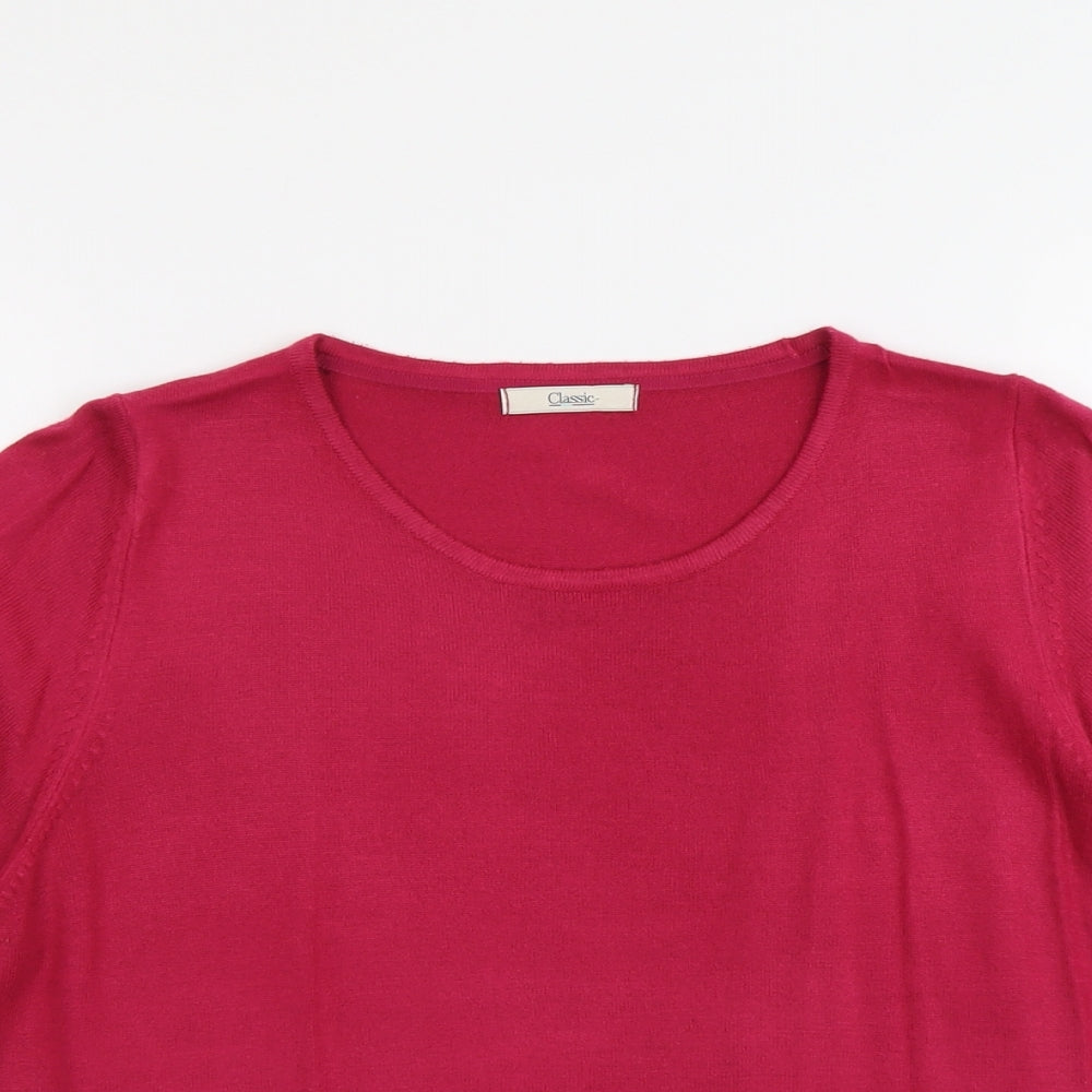 Marks and Spencer Womens Pink Round Neck Acrylic Pullover Jumper Size 16