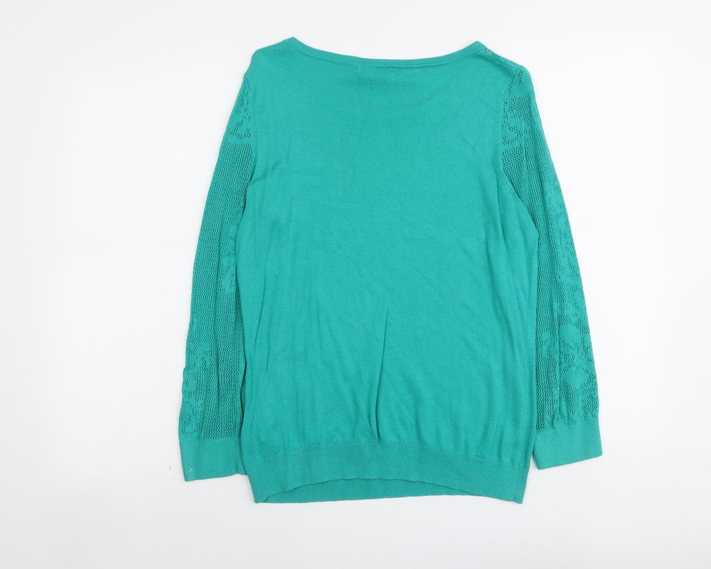 H&M Womens Green Boat Neck Modal Pullover Jumper Size M