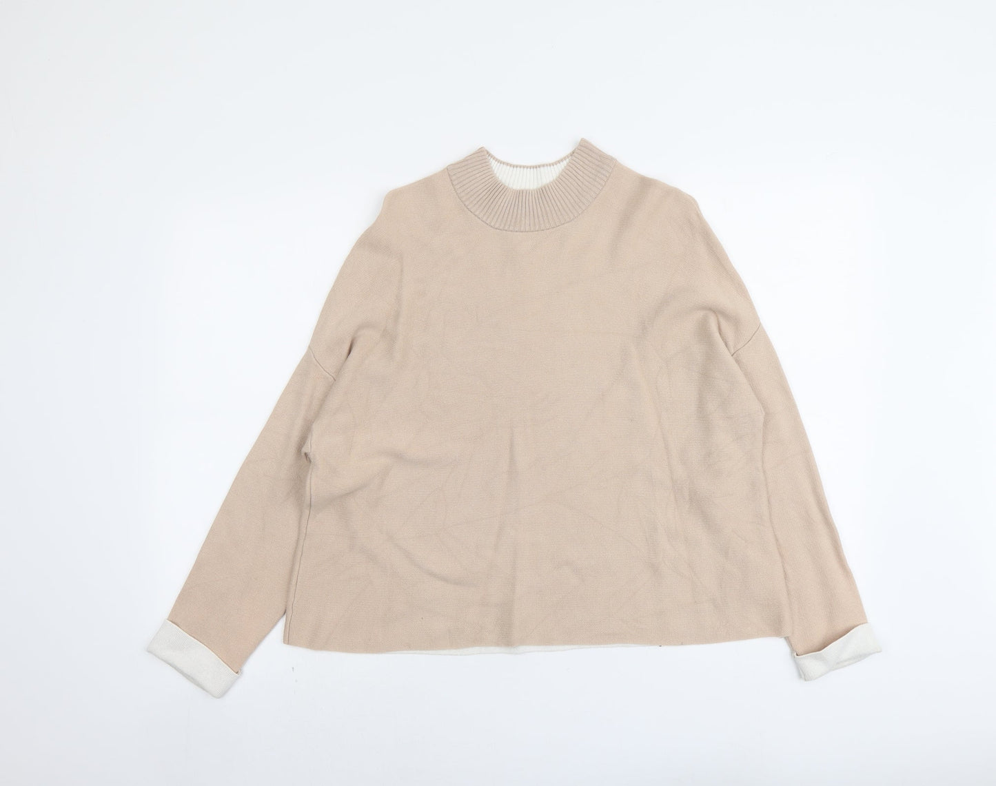 New Look Womens Beige Round Neck Cotton Pullover Jumper Size 8