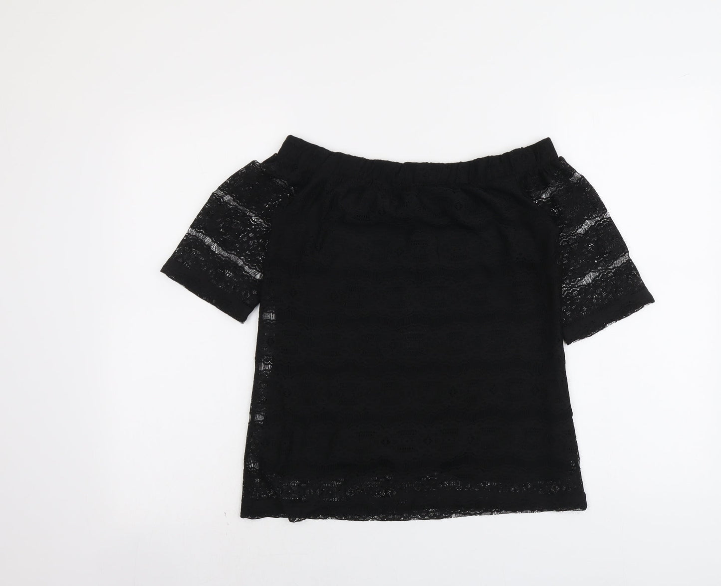 Dorothy Perkins Womens Black Polyester Basic Blouse Size 8 Off the Shoulder