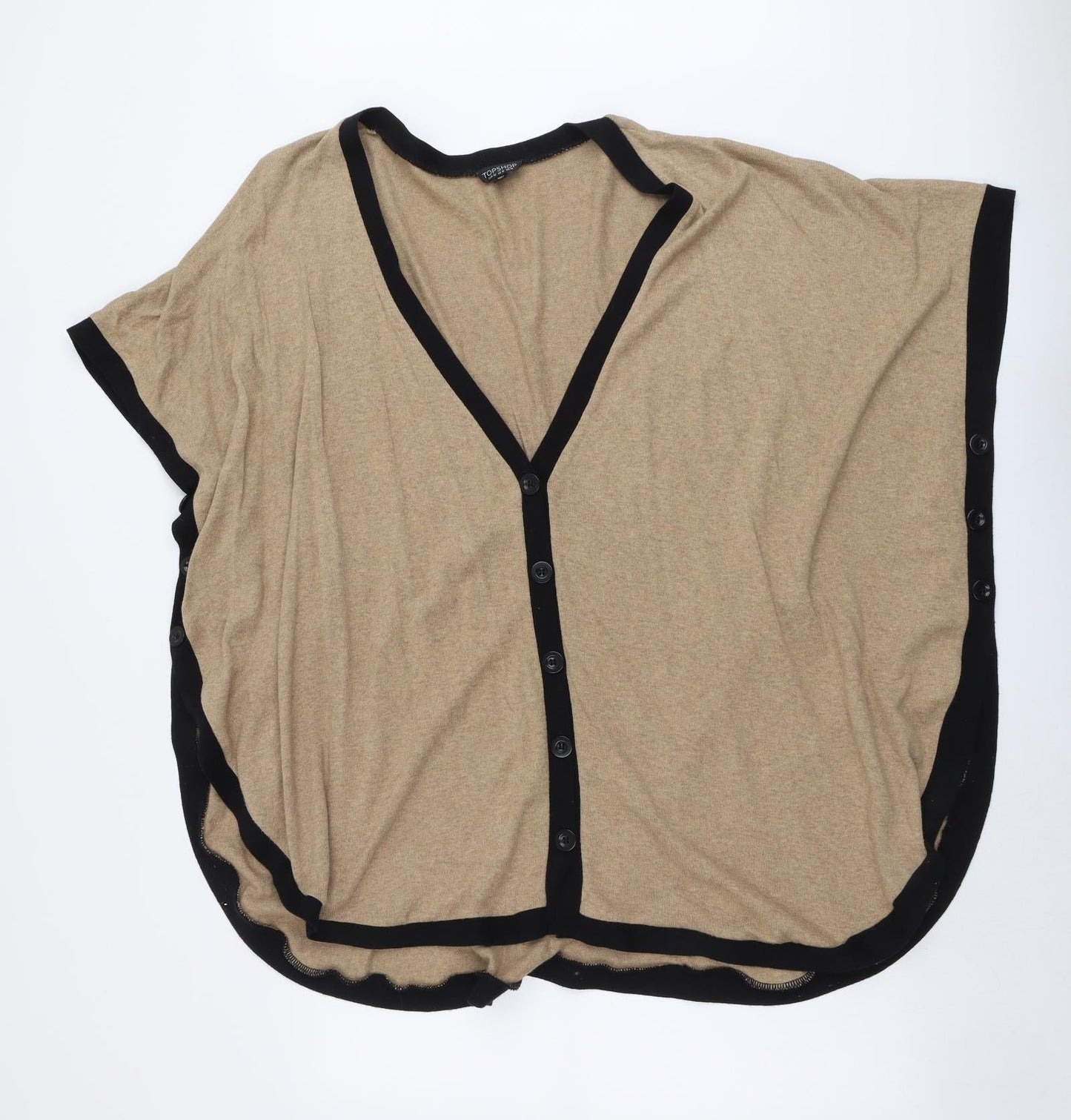Topshop Womens Beige V-Neck Cotton Cardigan Jumper Size 14