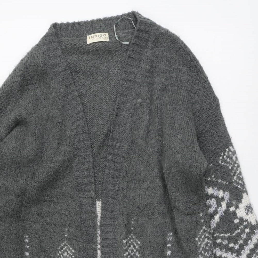 Marks and Spencer Womens Grey V-Neck Acrylic Cardigan Jumper Size 12