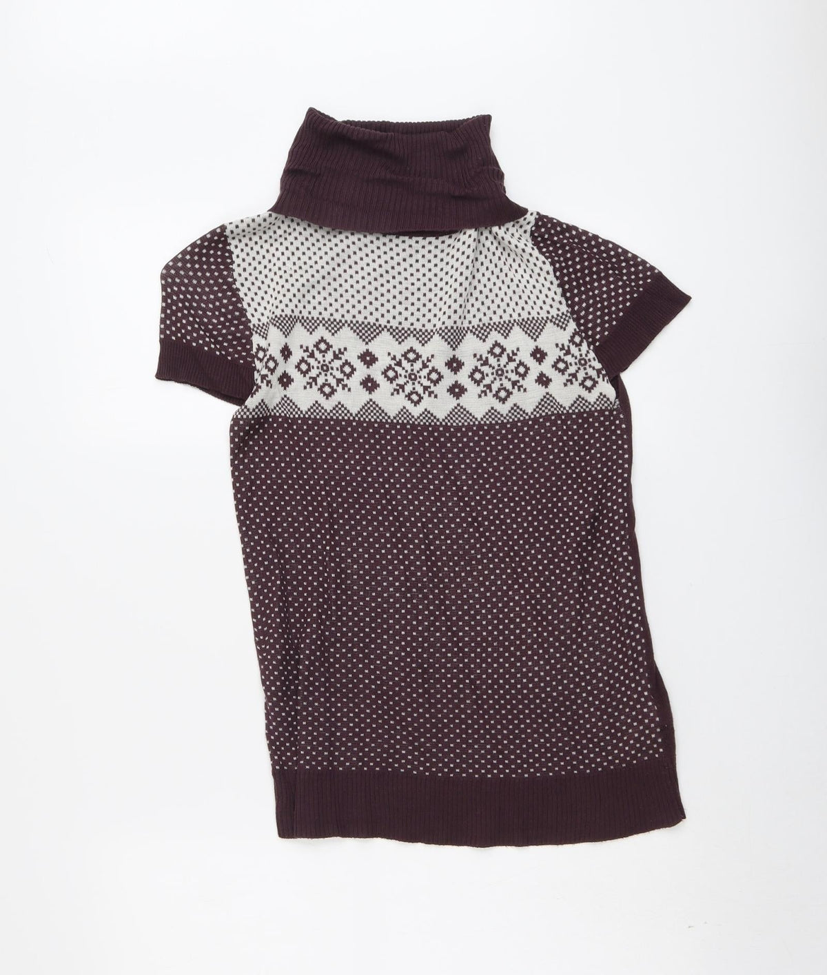 Max Womens Purple Roll Neck Geometric Acrylic Pullover Jumper Size 14