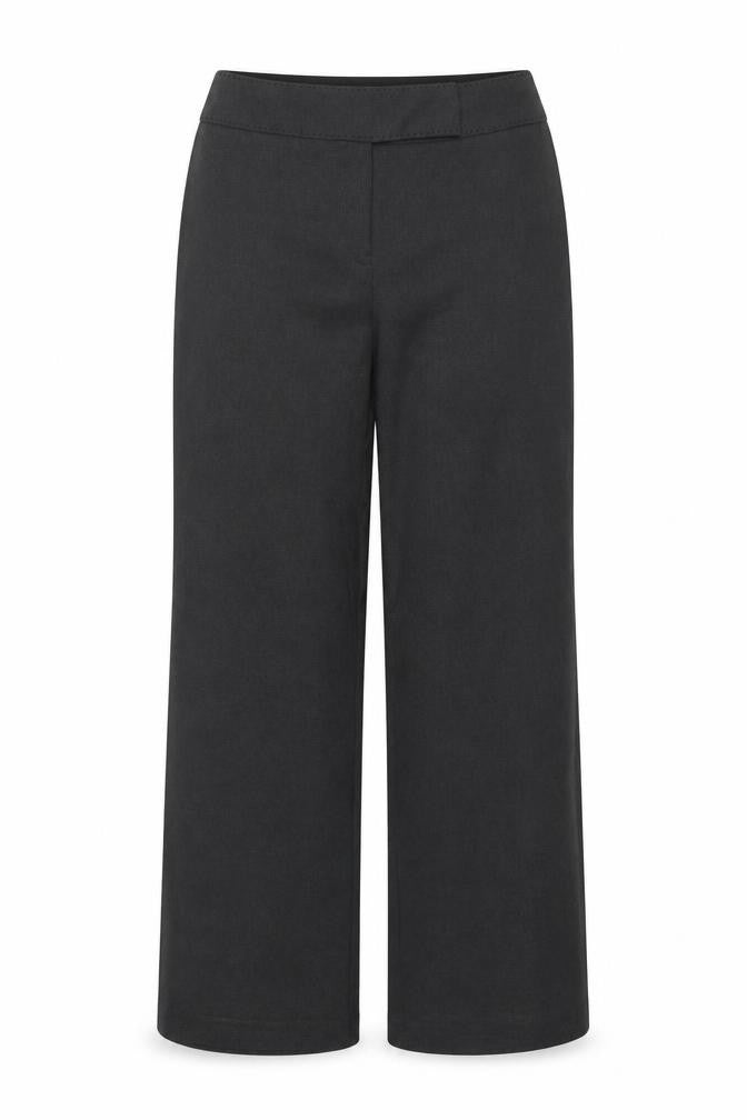 Front view of AMARANTO women’s grey polyester trousers, size UK 18, 30-inch leg regular button