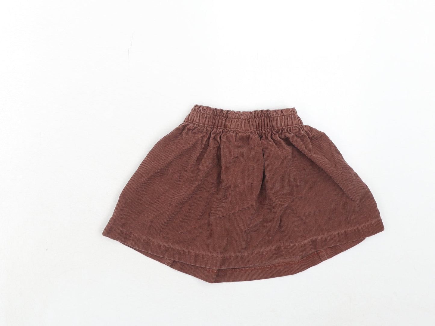NEXT Girls Brown Cotton Skater Skirt Size 2-3 Years Regular Pull On