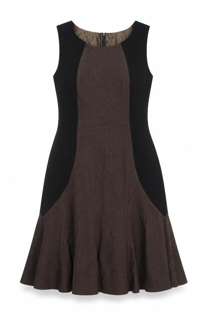 NEXT Womens Black Colourblock Polyester Trapeze & Swing Size 12 Round Neck Zip