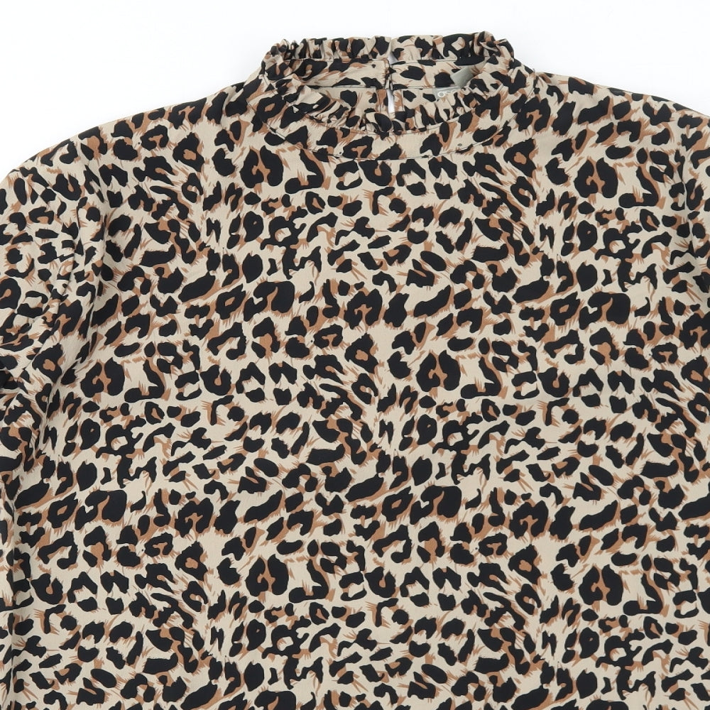 ASOS Womens Brown Animal Print Polyester Skater Dress Size 8 Round Neck Button - Leopard Pattern