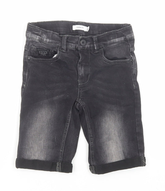 name it Boys Grey Cotton Chino Shorts Size 9 Years Regular Zip