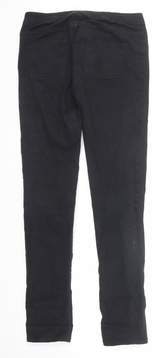 Villa Womens Black Cotton Straight Jeans Size M Regular Zip