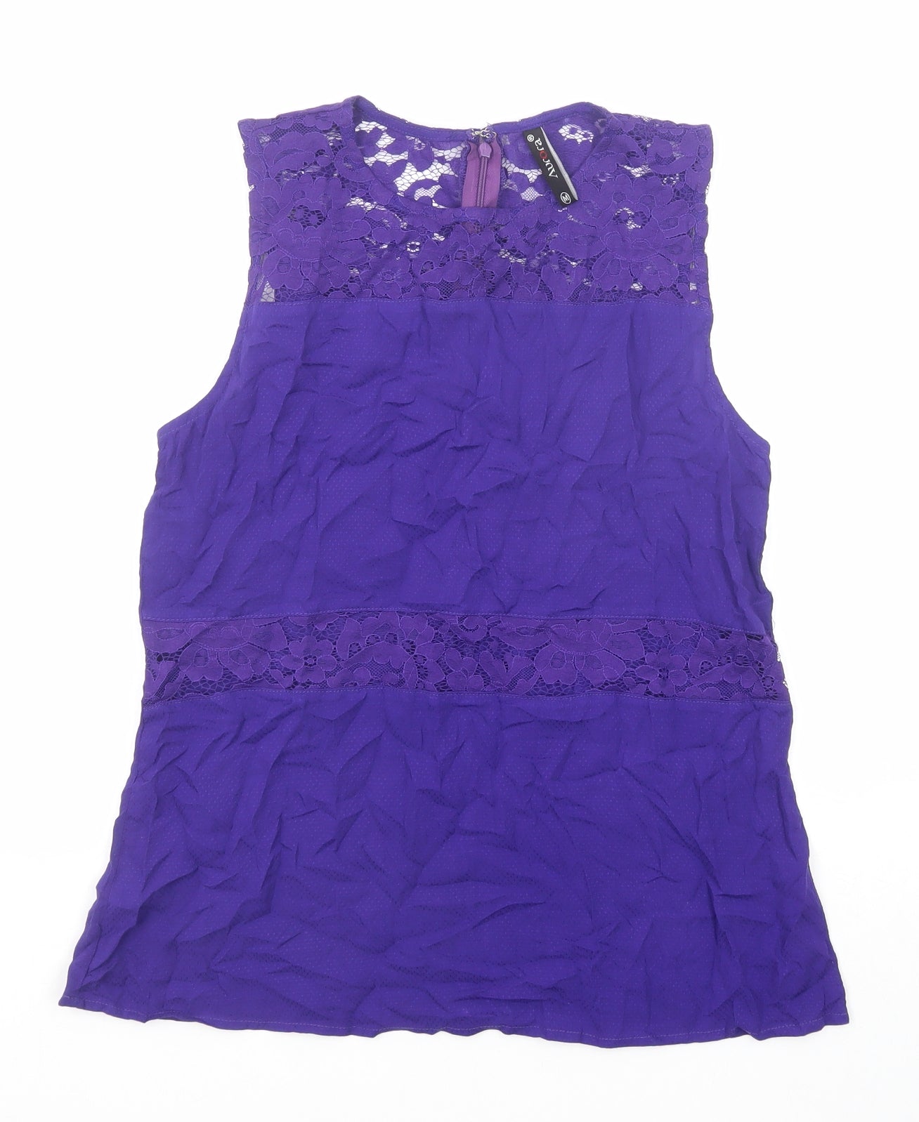 Aurora Womens Purple Viscose Basic Tank Size M Round Neck