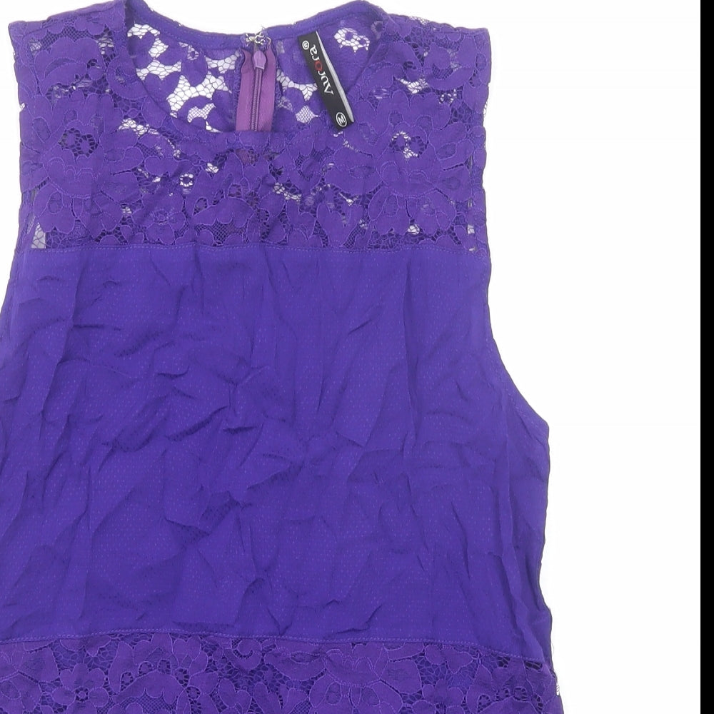 Aurora Womens Purple Viscose Basic Tank Size M Round Neck