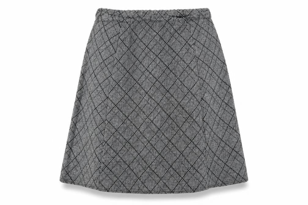 Front view of Arista women’s grey plaid polyester swing skirt, size UK 22, -, size UK 22-24