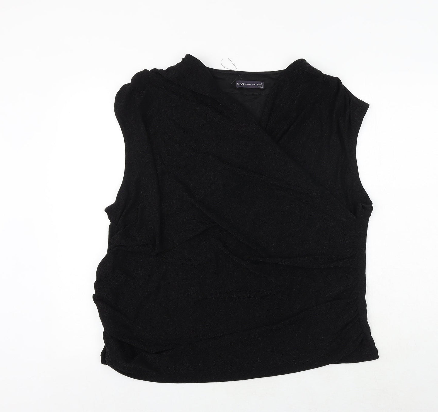 Marks and Spencer Womens Black Polyamide Basic Tank Size 24 V-Neck