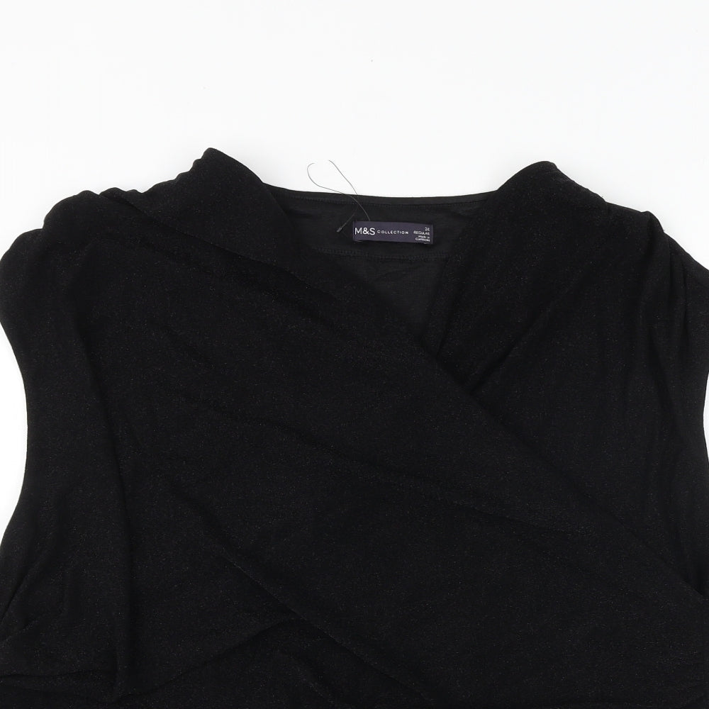 Marks and Spencer Womens Black Polyamide Basic Tank Size 24 V-Neck