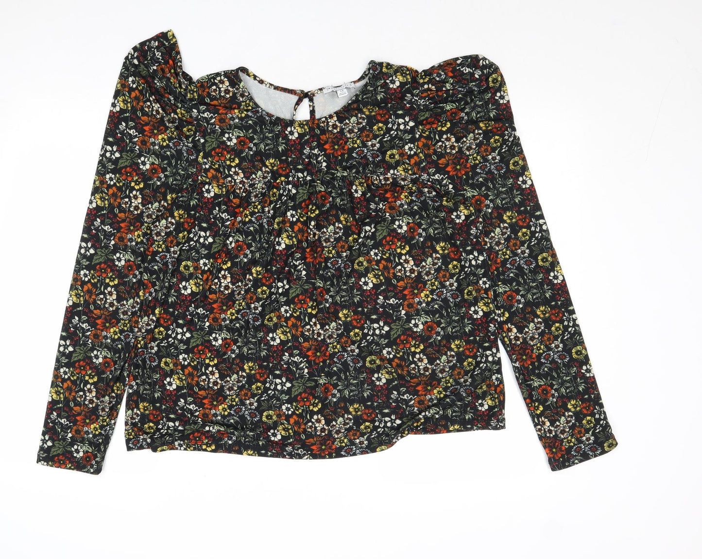 Warehouse Womens Multicoloured Floral Polyester Basic T-Shirt Size 14 Round Neck