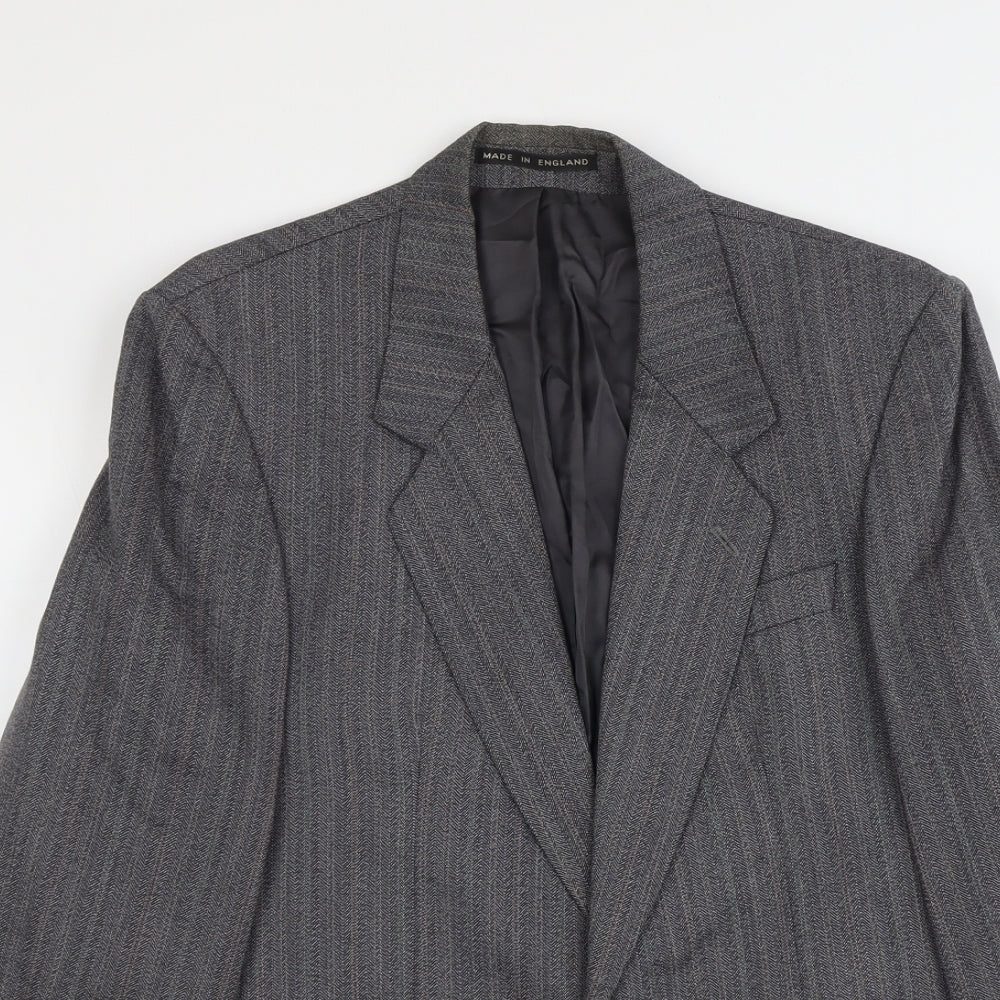 James Barry Mens Grey Striped Wool Jacket Suit Jacket Size M Regular