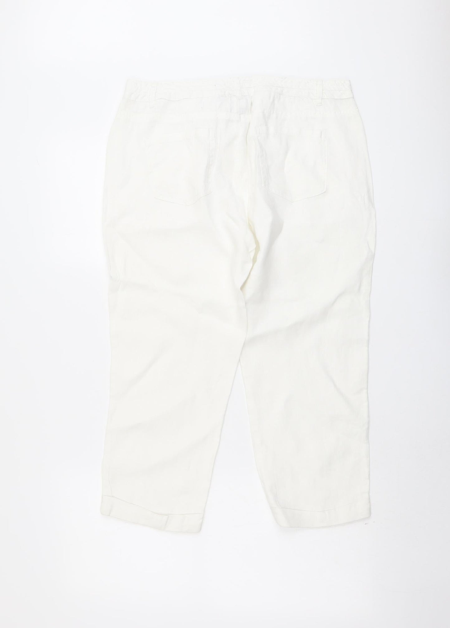 BC Clothing Womens White Linen Trousers Size 10 L23 in Regular Drawstring