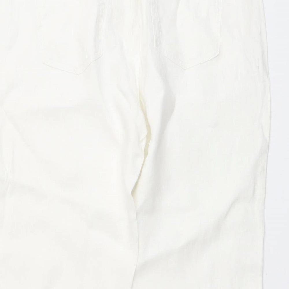 BC Clothing Womens White Linen Trousers Size 10 L23 in Regular Drawstring