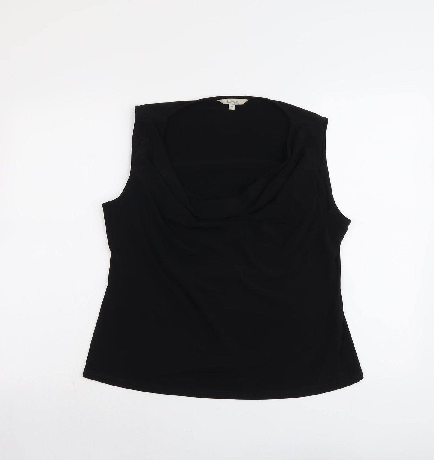 J. Taylor Womens Black Polyester Basic Tank Size 18 Cowl Neck