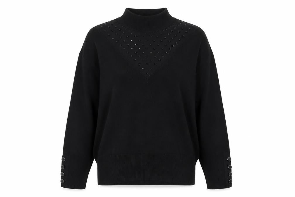Star Womens Black High Neck Viscose Pullover Jumper Size 12