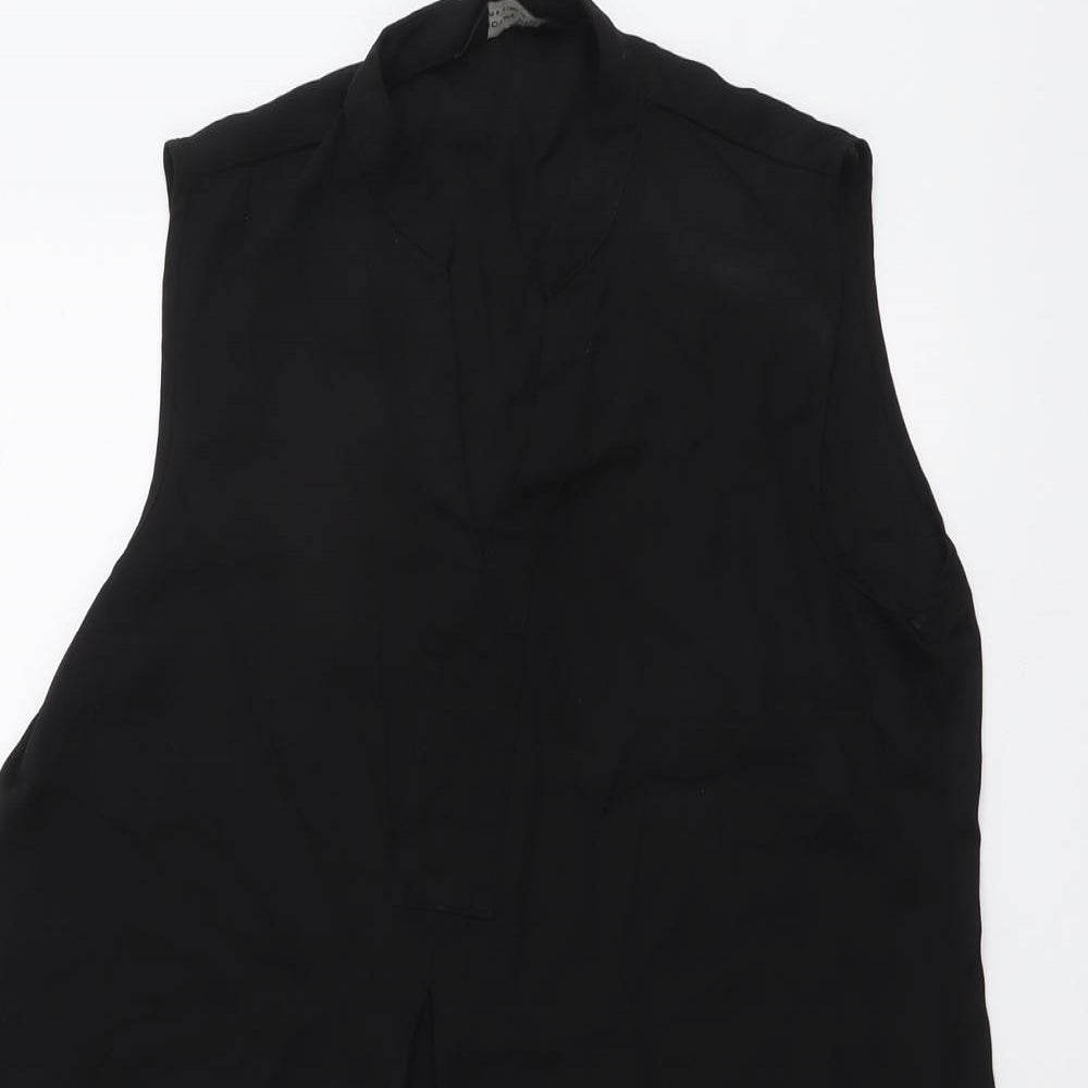 Dorothy Perkins Womens Black Polyester Basic Tank Size 10 V-Neck