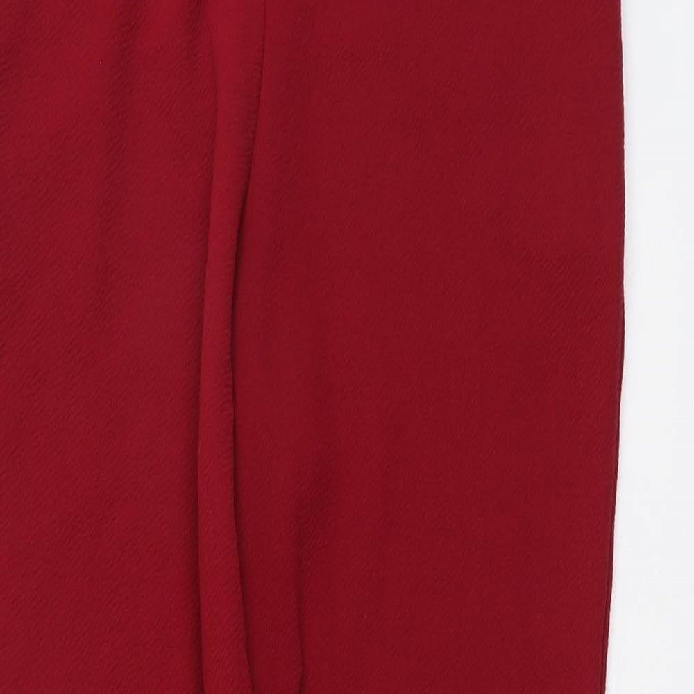 Boohoo Womens Red Polyester Trousers Size 12 L26 in Regular