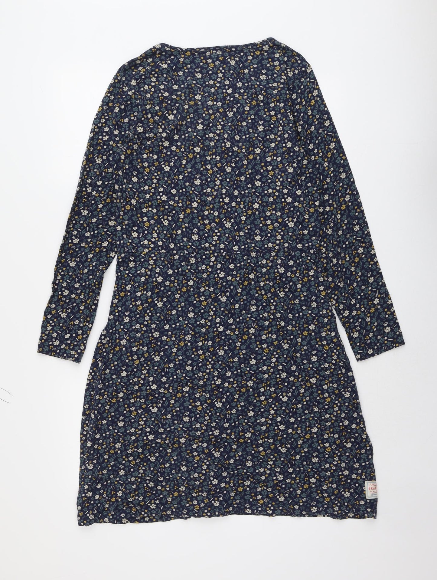 Brakeburn Womens Blue Floral Cotton A-Line Size 10 Boat Neck Pullover