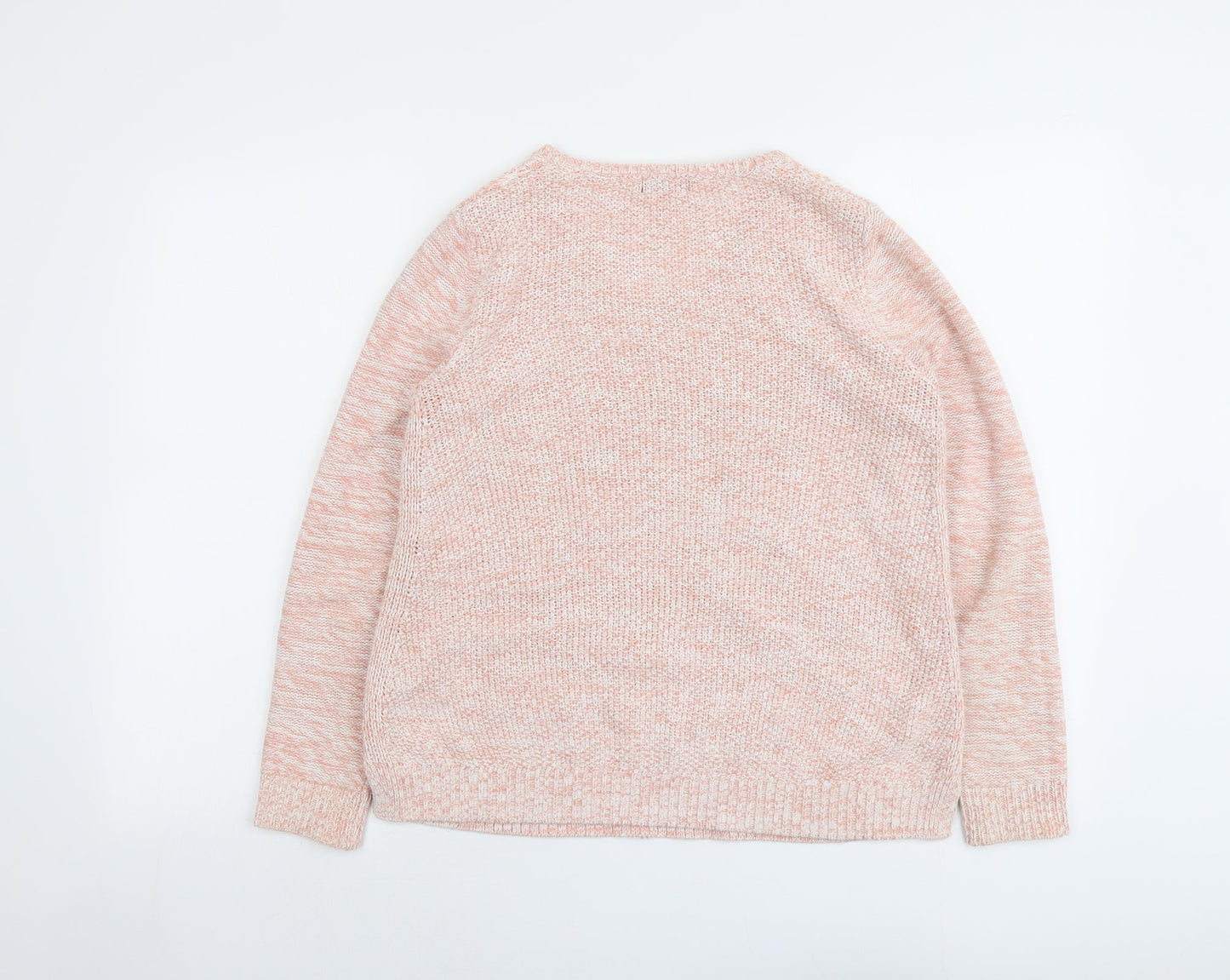 M&Co Womens Pink V-Neck Cotton Pullover Jumper Size 12