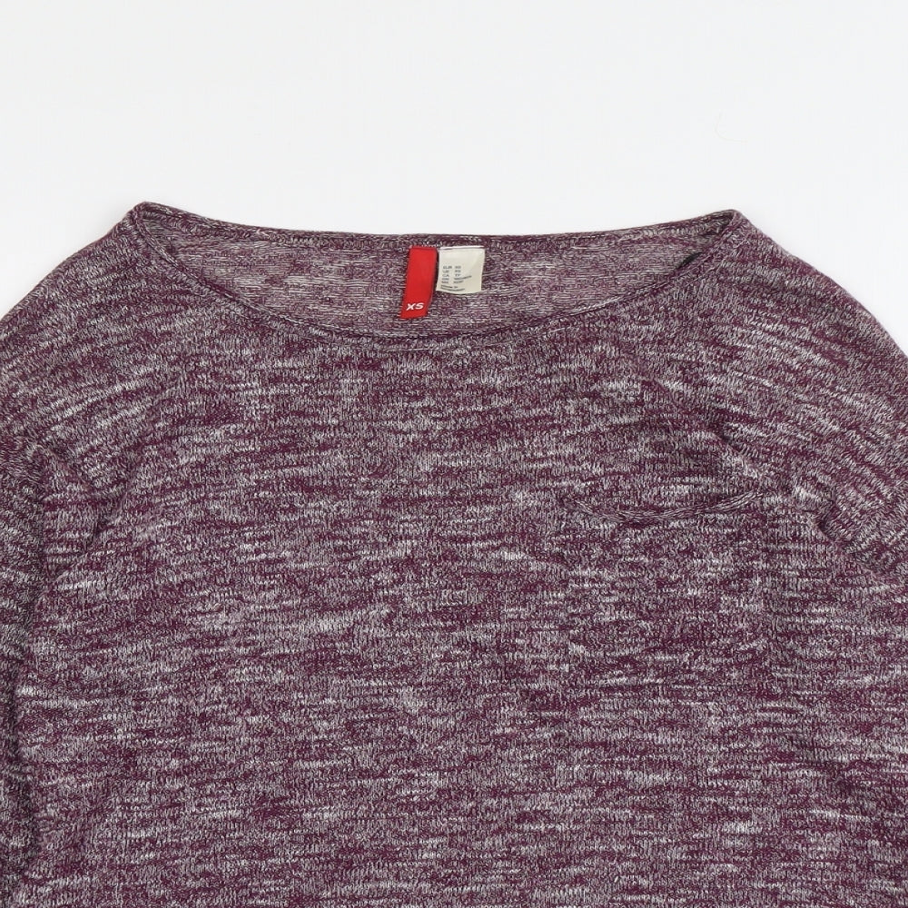 H&M Womens Purple Boat Neck Polyester Pullover Jumper Size XS