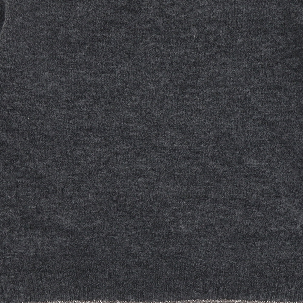 Marks and Spencer Womens Grey Round Neck Geometric Polyester Pullover Jumper Size S - Star Pattern