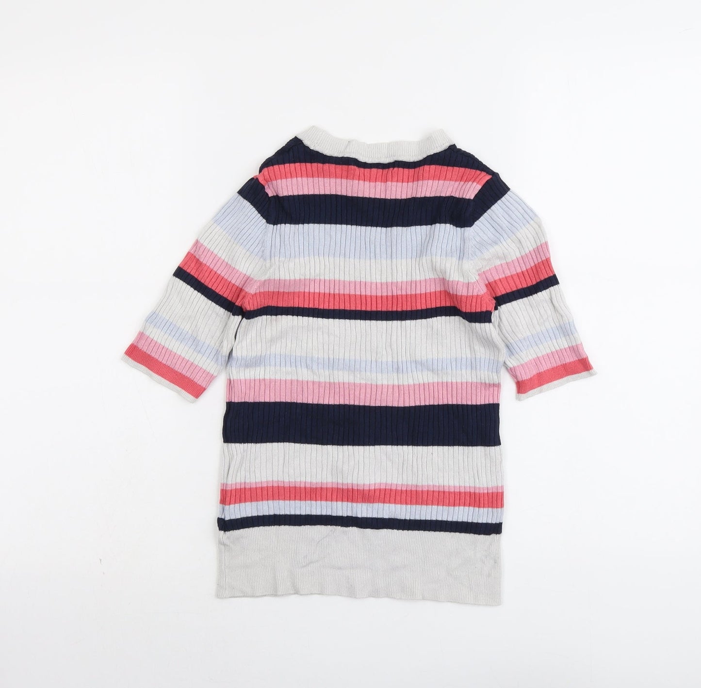 Marks and Spencer Womens Multicoloured Round Neck Striped Viscose Pullover Jumper Size 10