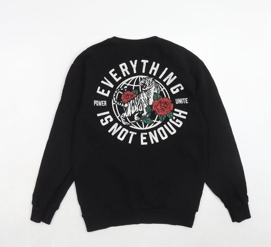 H&M Mens Black Cotton Pullover Sweatshirt Size XS - Slogan