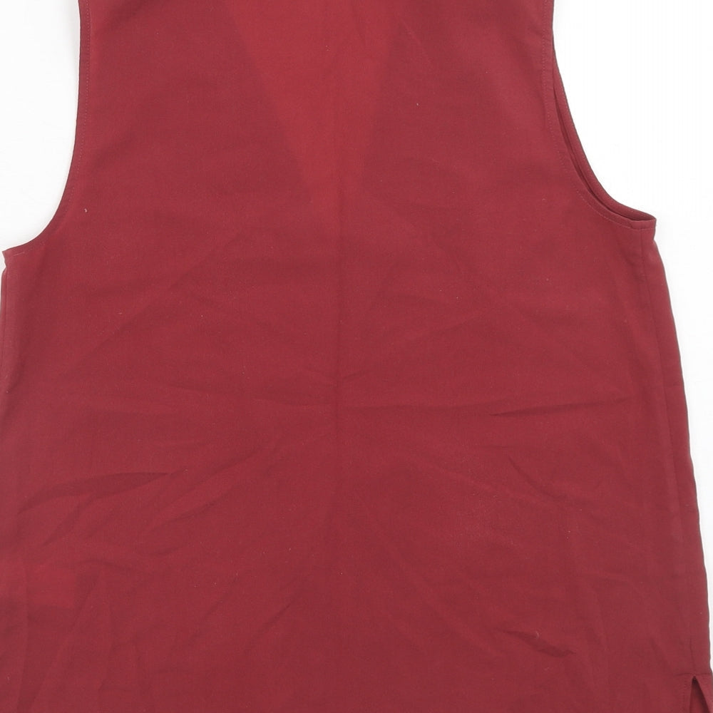 French Connection Womens Red Polyester Basic Tank Size S V-Neck