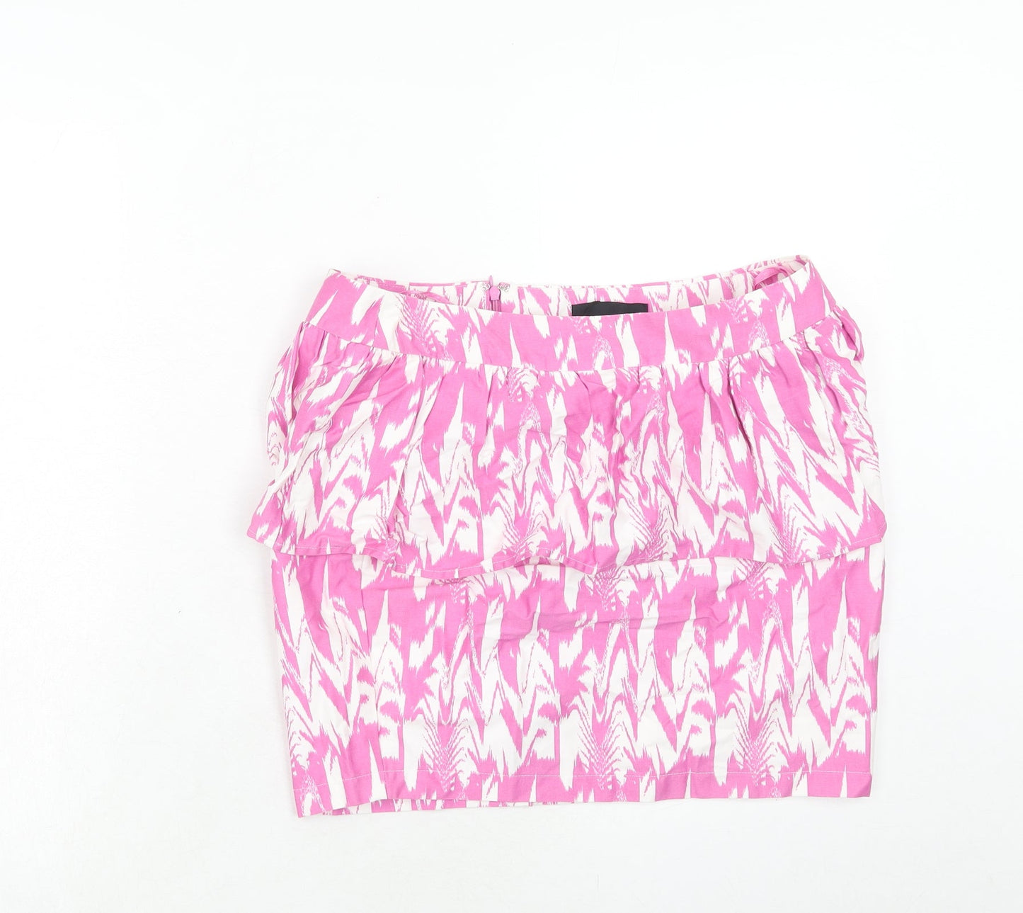 VERO MODA Womens Pink Geometric Cotton Bandage Skirt Size 12 Zip