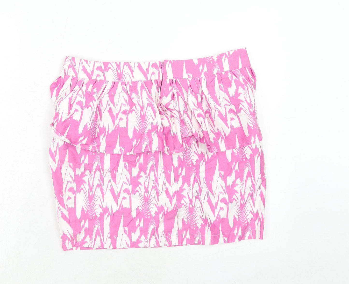 VERO MODA Womens Pink Geometric Cotton Bandage Skirt Size 12 Zip