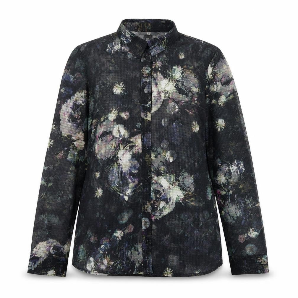 H&M Womens Multicoloured Geometric Polyester Basic Button-Up Size 8 Collared