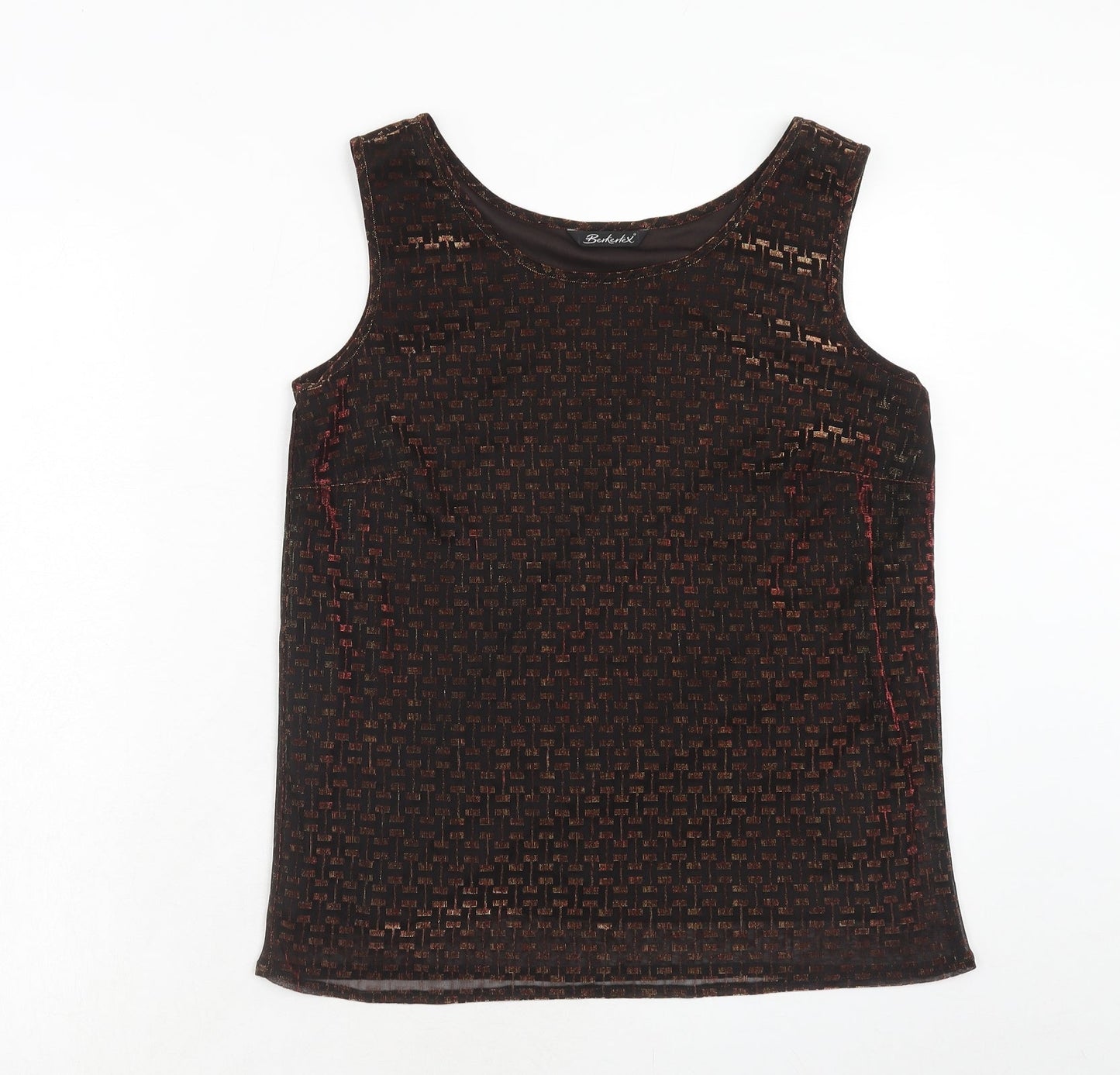 Berkertex Womens Brown Nylon Basic Tank Size 14 Round Neck