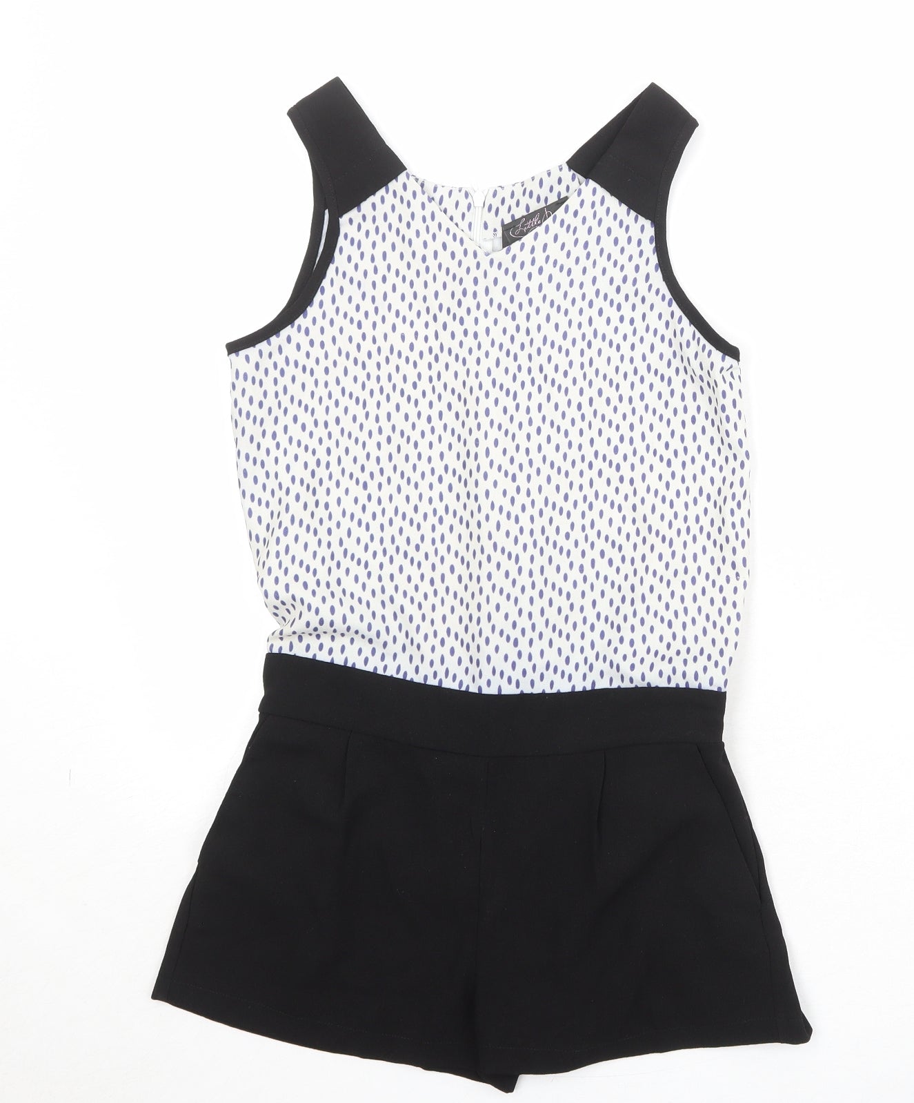 Little Miss Captain Womens Black Geometric Polyester Playsuit One-Piece Size 2XS Zip